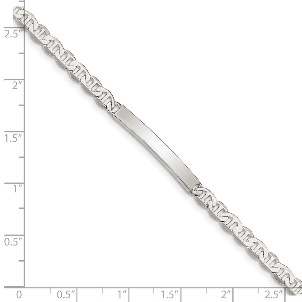 7 Inch Sterling Silver Polished Engraveable Anchor Link Id Bracelet