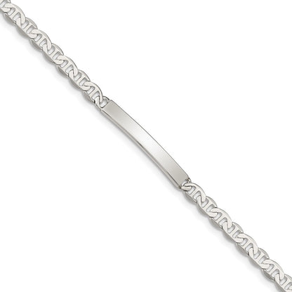7 Inch Sterling Silver Polished Engraveable Anchor Link Id Bracelet
