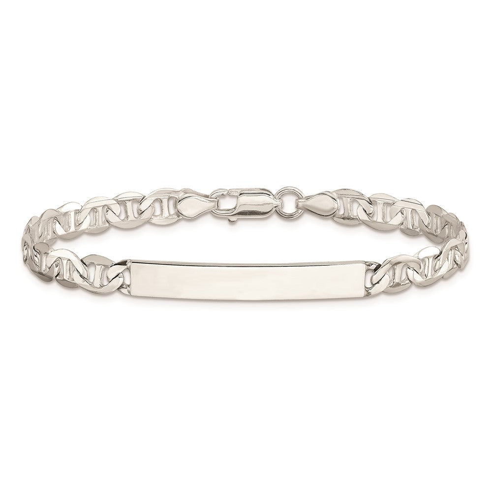 7 Inch Sterling Silver Polished Engraveable Anchor Link Id Bracelet