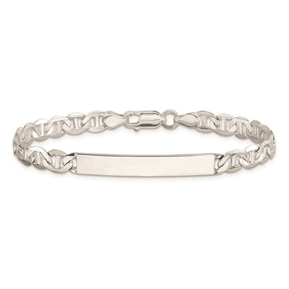 7 Inch Sterling Silver Polished Engraveable Anchor Link Id Bracelet