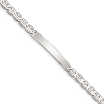 7 Inch Sterling Silver Polished Engraveable Anchor Link Id Bracelet