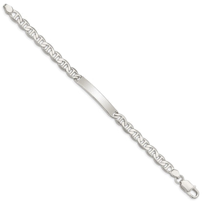 7 Inch Sterling Silver Polished Engraveable Anchor Link Id Bracelet