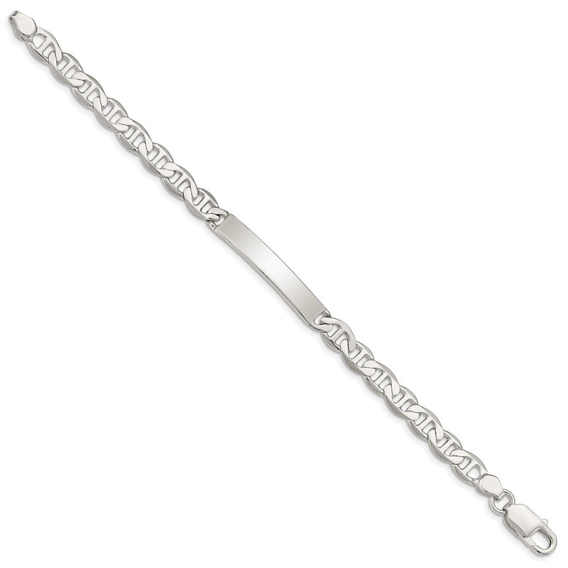 7 Inch Sterling Silver Polished Engraveable Anchor Link Id Bracelet
