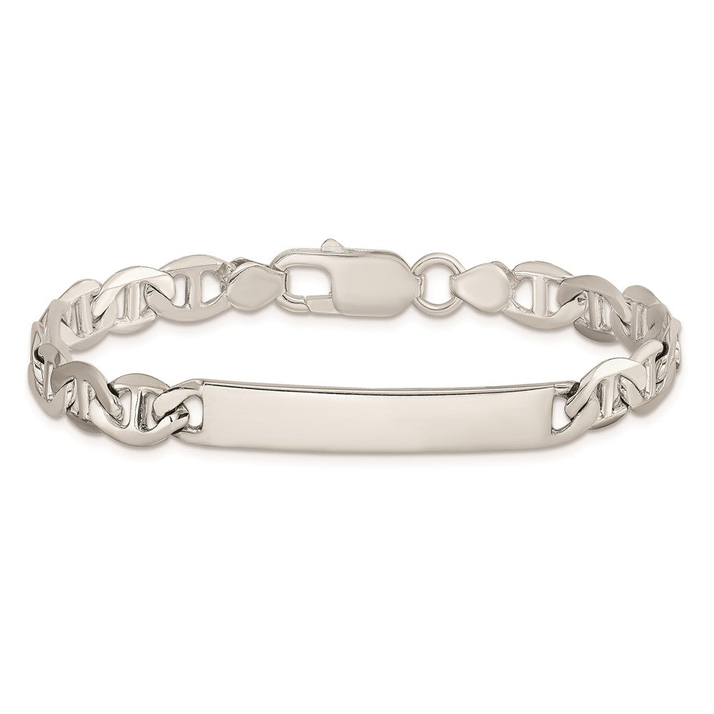 7 Inch Sterling Silver Polished Engraveable Anchor Link Id Bracelet