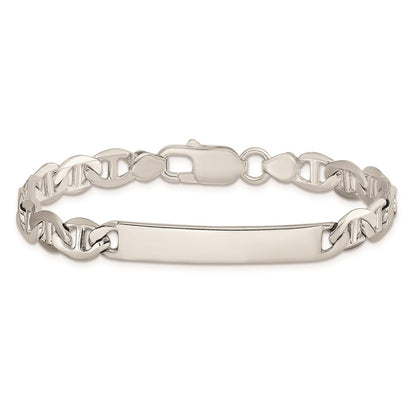 7 Inch Sterling Silver Polished Engraveable Anchor Link Id Bracelet