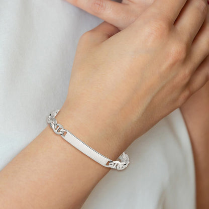 8 Inch Sterling Silver Engraveable Anchor Link Id Bracelet