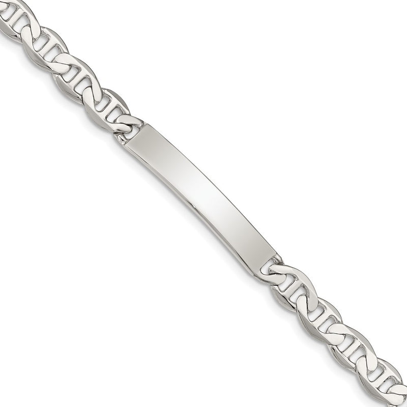 8 Inch Sterling Silver Engraveable Anchor Link Id Bracelet