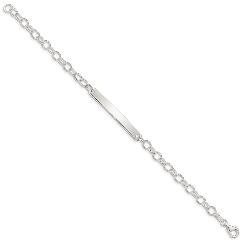 7.5 Inch Sterling Silver Small Oval Rolo Link Id Bracelet