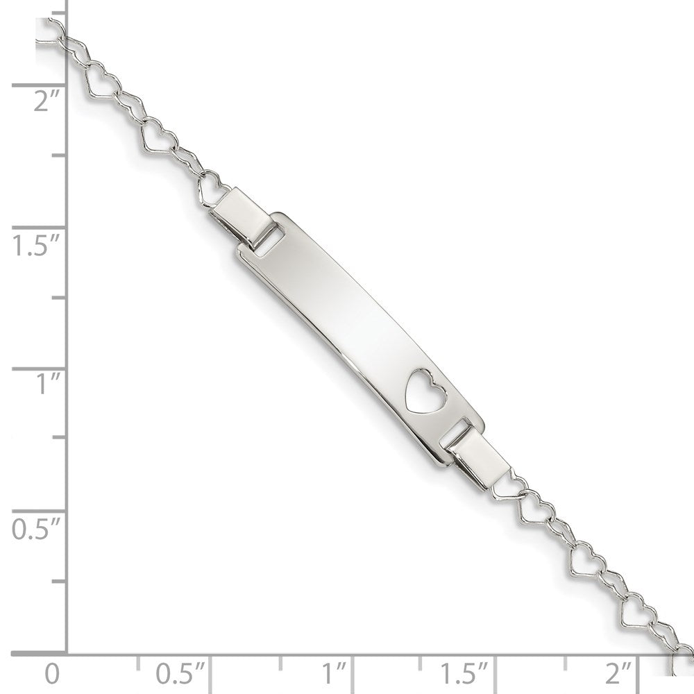6 Inch Sterling Silver Heart Baby Id Bracelet
