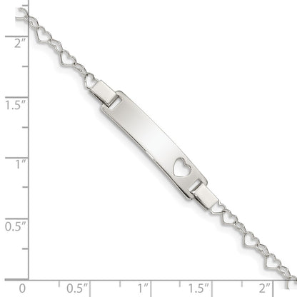 6 Inch Sterling Silver Heart Baby Id Bracelet