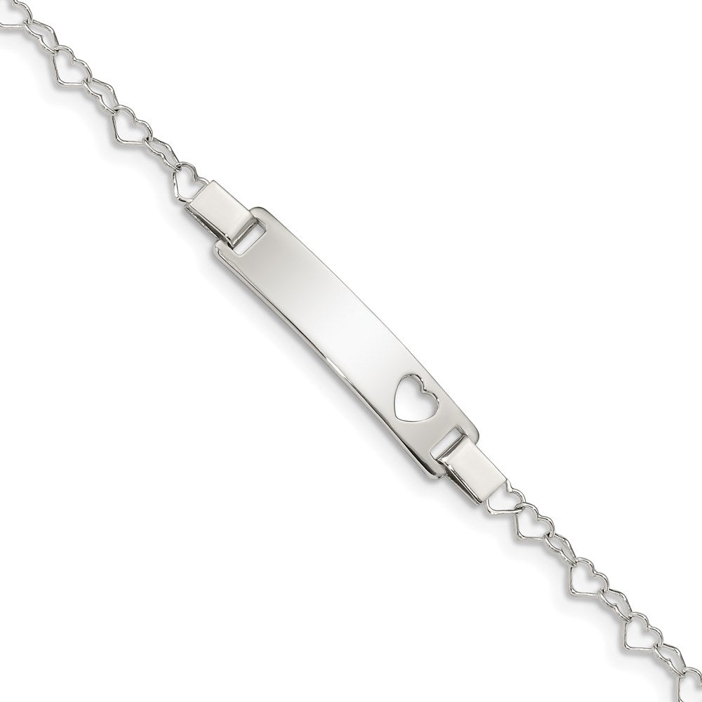 6 Inch Sterling Silver Heart Baby Id Bracelet
