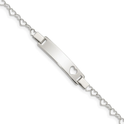 6 Inch Sterling Silver Heart Baby Id Bracelet