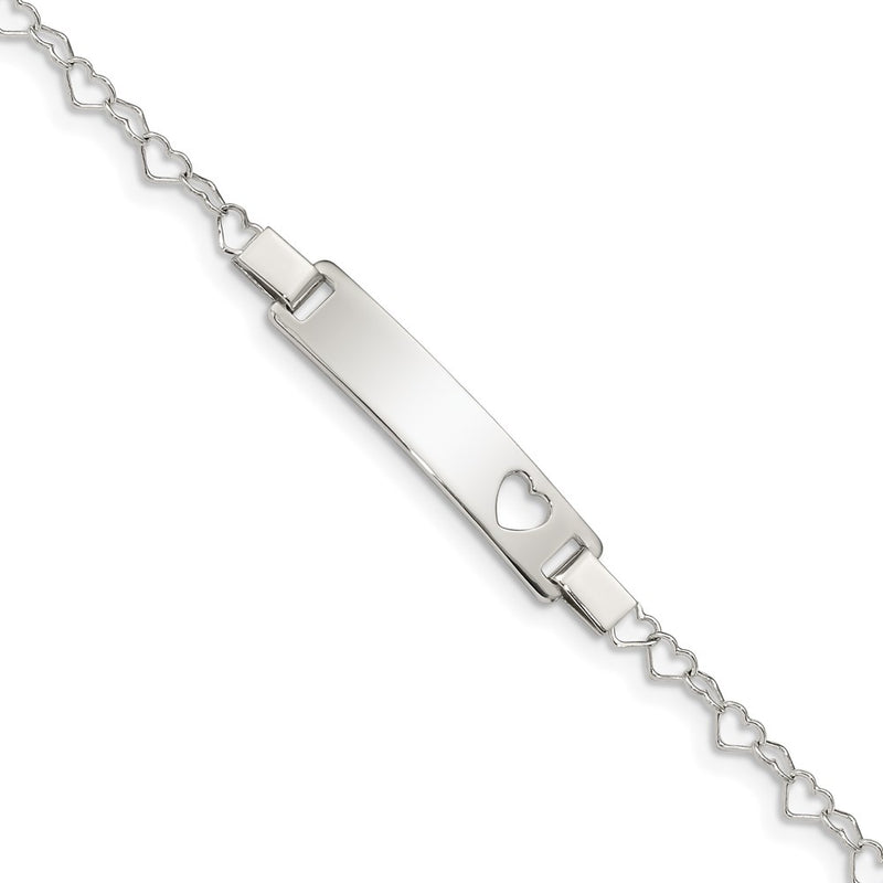 6 Inch Sterling Silver Heart Baby Id Bracelet