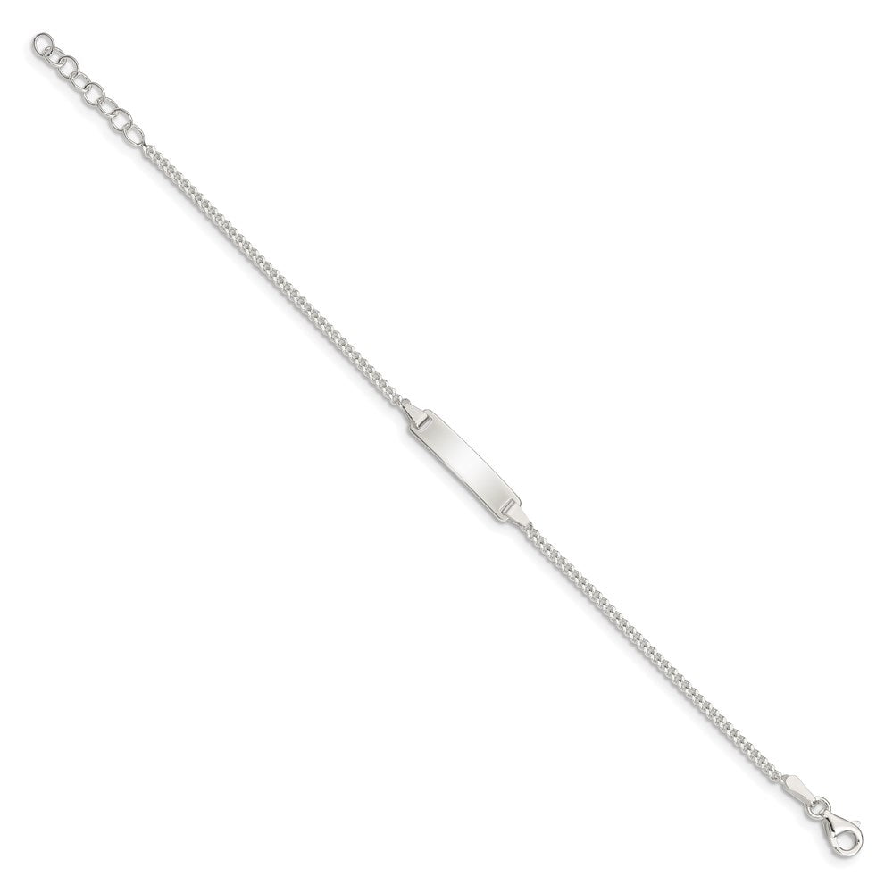 5.5 Inch Sterling Silver Polished Id Plate With .75In Ext. Children'S Bracelet