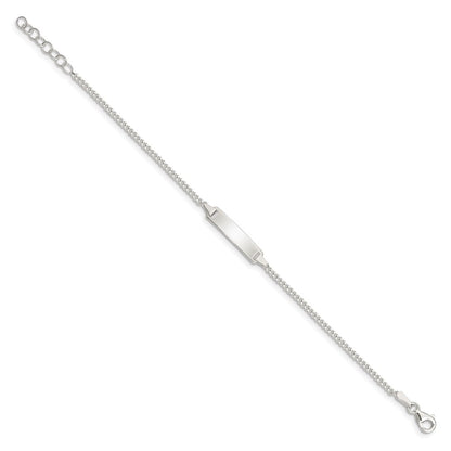 5.5 Inch Sterling Silver Polished Id Plate With .75In Ext. Children'S Bracelet