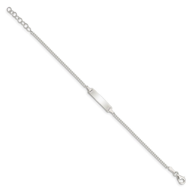 5.5 Inch Sterling Silver Polished Id Plate With .75In Ext. Children'S Bracelet