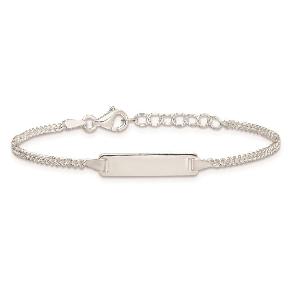 5.5 Inch Sterling Silver Polished Id Plate With .75In Ext. Children'S Bracelet