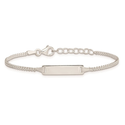 5.5 Inch Sterling Silver Polished Id Plate With .75In Ext. Children'S Bracelet