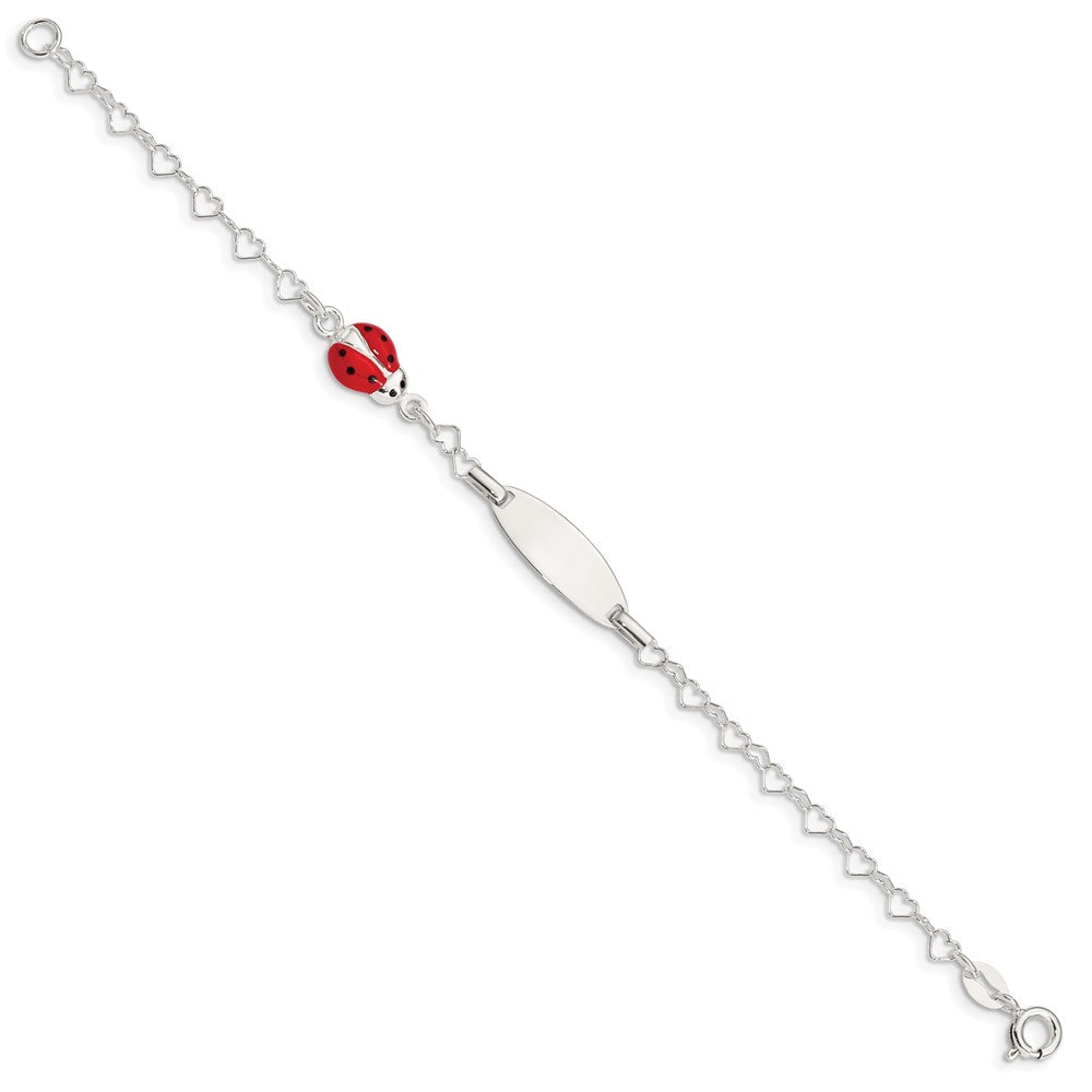 6 Inch Sterling Silver Polished Lady Bug Baby Engraveable Id Bracelet