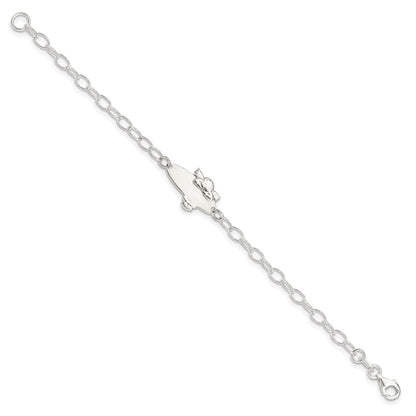6 Inch Sterling Silver Polished Angel Baby Engraveable Id Bracelet