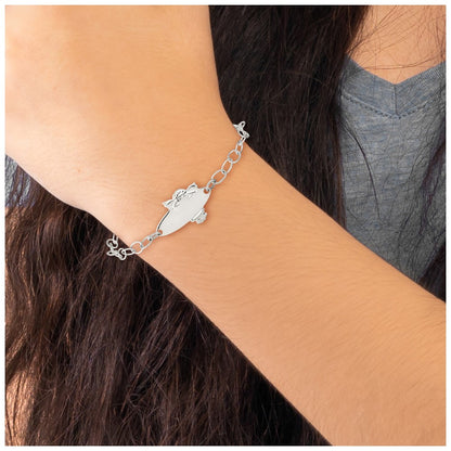 6 Inch Sterling Silver Polished Angel Baby Engraveable Id Bracelet