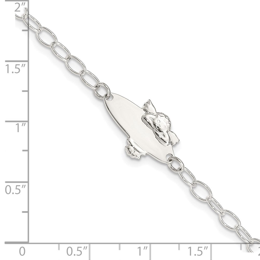 6 Inch Sterling Silver Polished Angel Baby Engraveable Id Bracelet