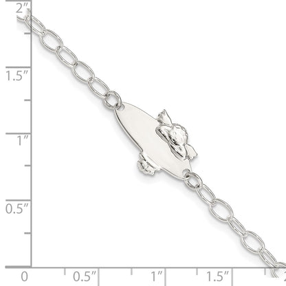 6 Inch Sterling Silver Polished Angel Baby Engraveable Id Bracelet