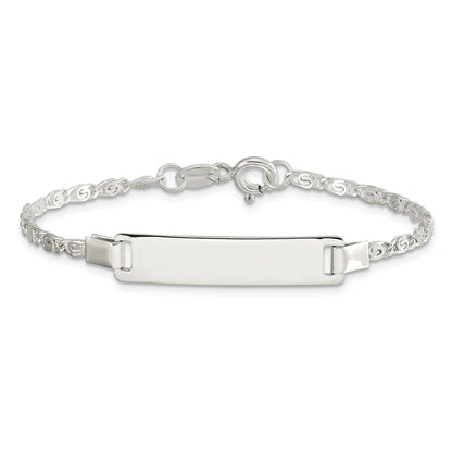 6 Inch Sterling Silver Polished Engraveable Children'S Id Bracelet
