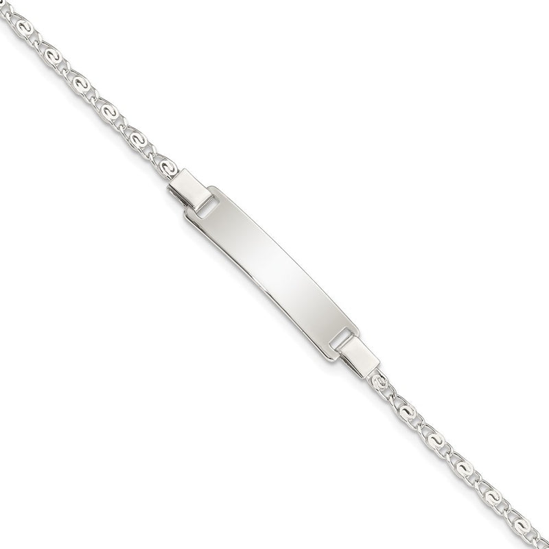 6 Inch Sterling Silver Polished Engraveable Children'S Id Bracelet