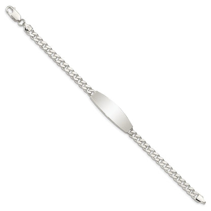 7.5 Inch Sterling Silver Curb Link Id Bracelet