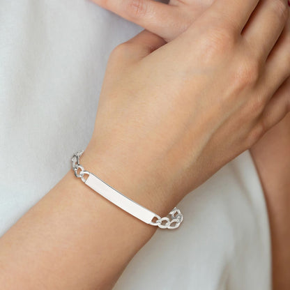 7.5 Inch Sterling Silver Figaro Link Id Bracelet