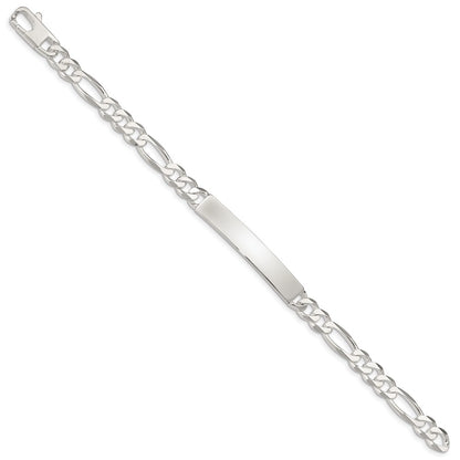 Sterling Silver Figaro Link Id Chain Bracelet
