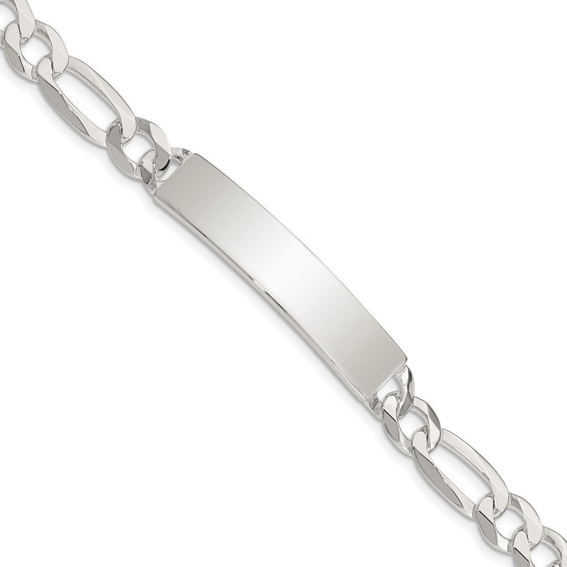 Sterling Silver Figaro Link Id Chain Bracelet