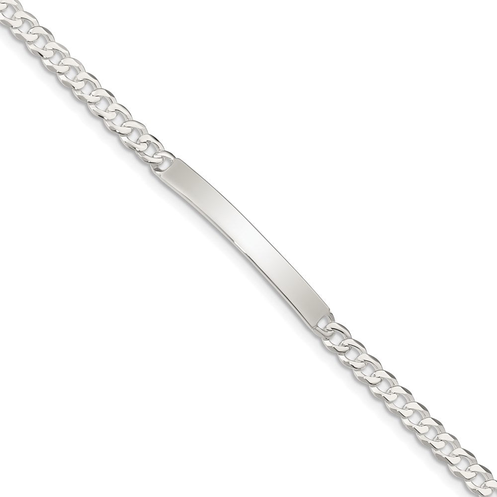 7.5 Inch Sterling Silver Curb Link Id Bracelet