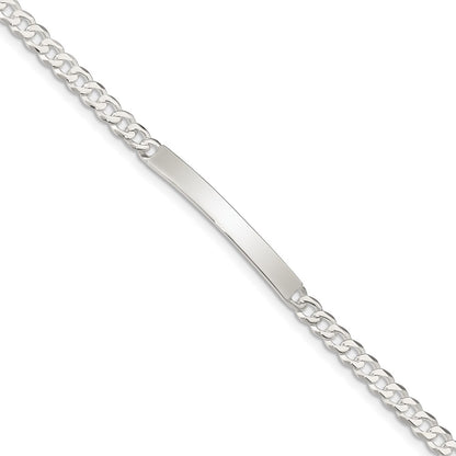 7.5 Inch Sterling Silver Curb Link Id Bracelet