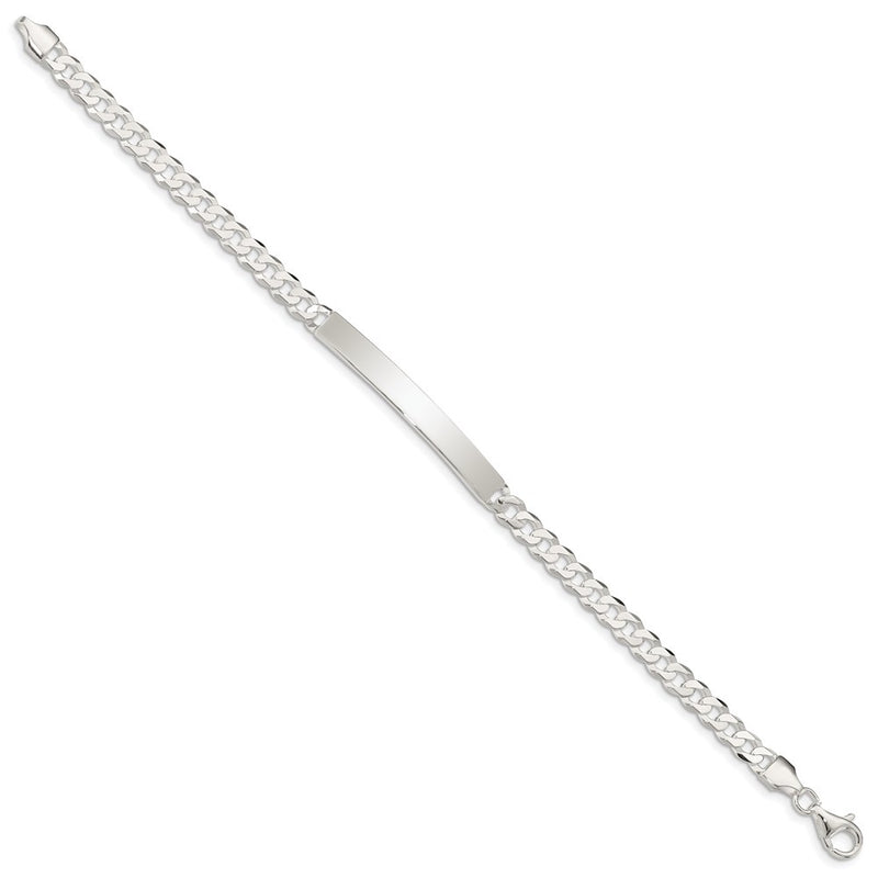 7.5 Inch Sterling Silver Curb Link Id Bracelet