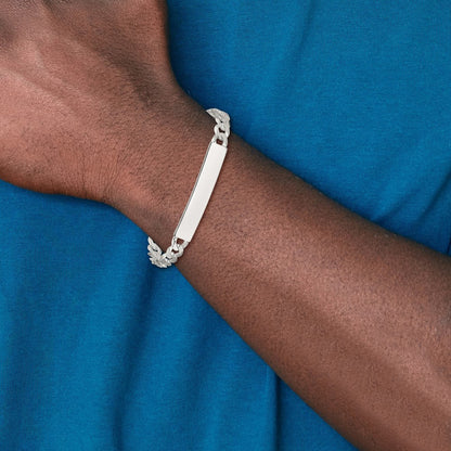 7.5 Inch Sterling Silver Curb Link Id Bracelet
