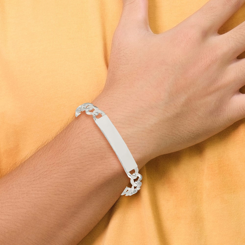 7.5 Inch Sterling Silver Curb Link Id Bracelet