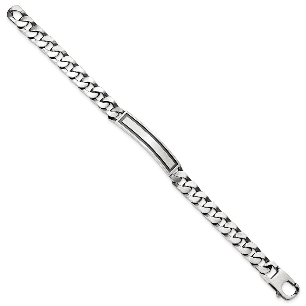 7.5 Inch Sterling Silver Antiqued Satin Curb Link Id Bracelet