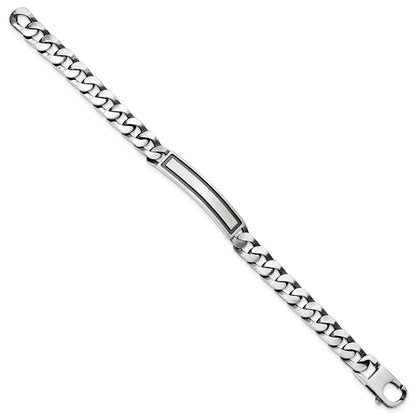 7.5 Inch Sterling Silver Antiqued Satin Curb Link Id Bracelet