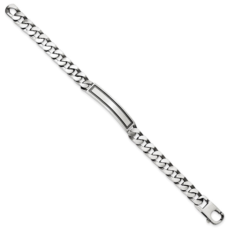 7.5 Inch Sterling Silver Antiqued Satin Curb Link Id Bracelet