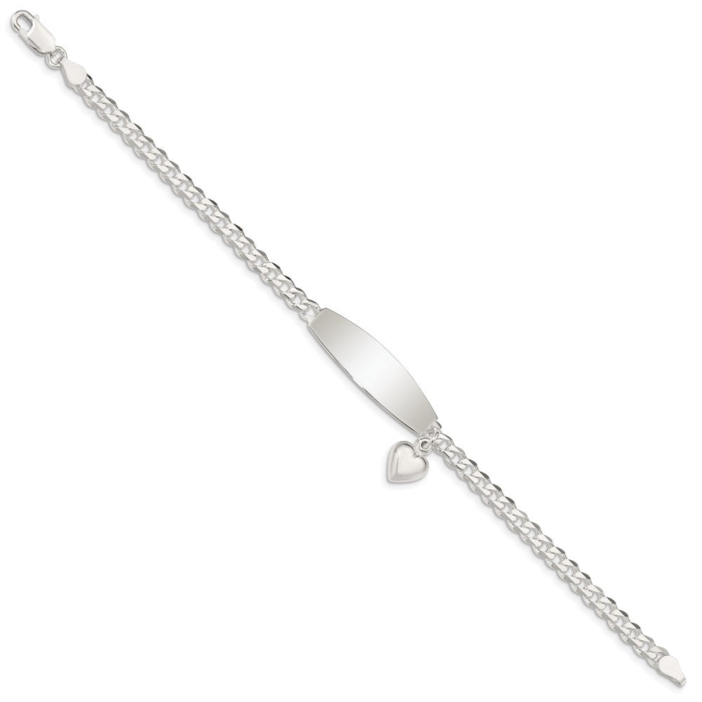 7.5 Inch Sterling Silver W/Heart Charm Id Bracelet