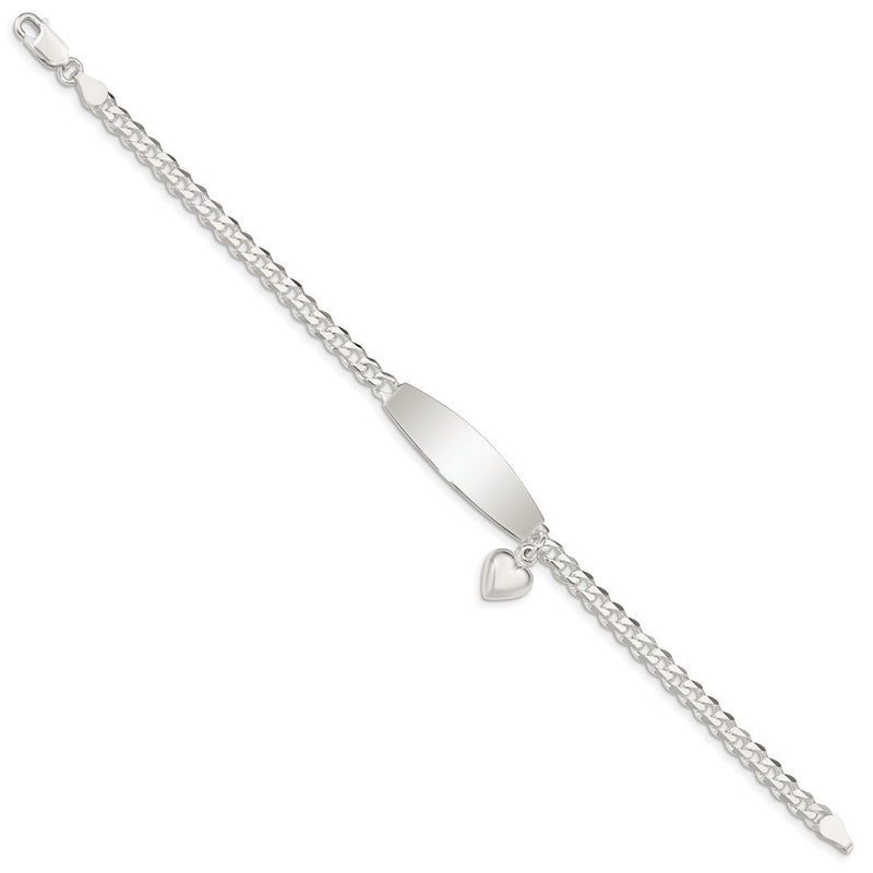 7.5 Inch Sterling Silver W/Heart Charm Id Bracelet