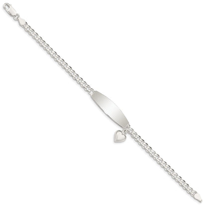 8.5 Inch Sterling Silver W/Heart Charm Id Bracelet