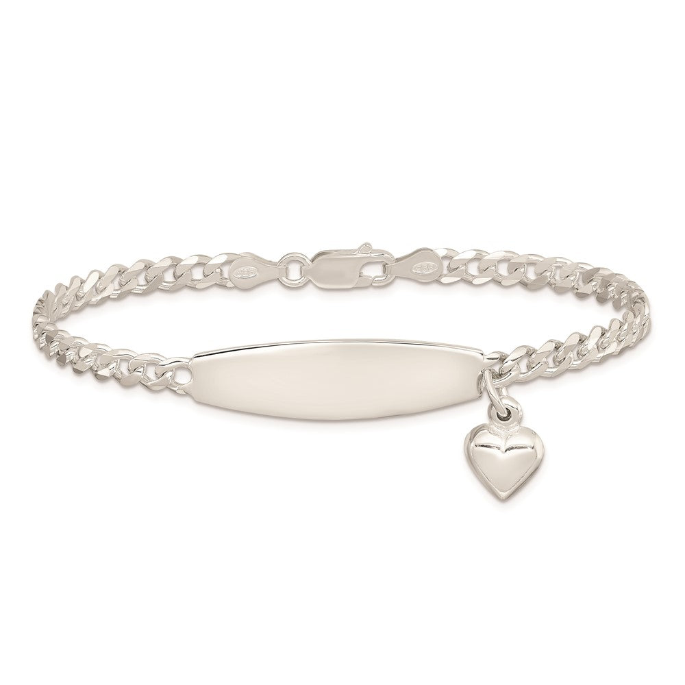 8.5 Inch Sterling Silver W/Heart Charm Id Bracelet