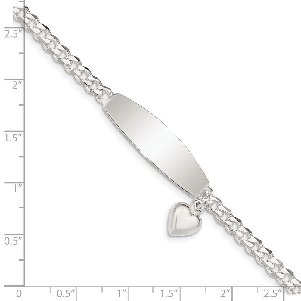 7.5 Inch Sterling Silver W/Heart Charm Id Bracelet