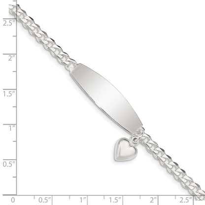 8.5 Inch Sterling Silver W/Heart Charm Id Bracelet