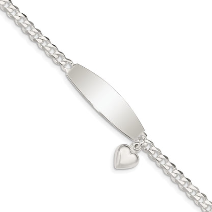 7.5 Inch Sterling Silver W/Heart Charm Id Bracelet