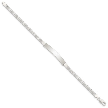 Sterling Silver Double Chain Fancy Link Id Bracelet