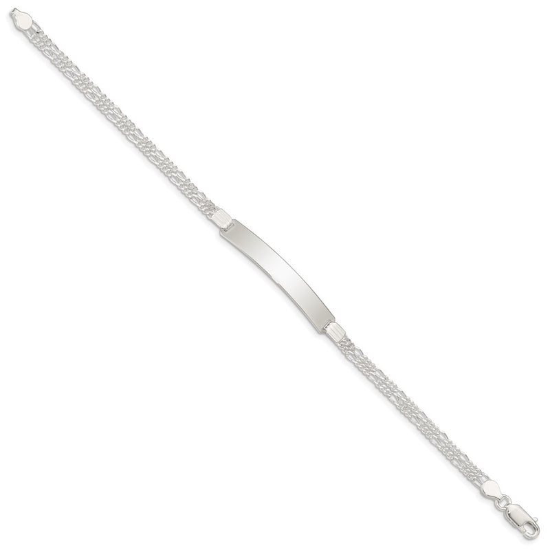 Sterling Silver Double Chain Fancy Link Id Bracelet